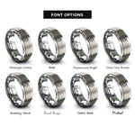 font options for inside engraving on grey solar eclipse rings