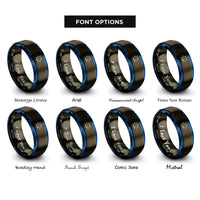 font options for inside engraving on gunmetal & blue solar eclipse rings