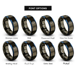 font options for inside engraving on gunmetal & blue solar eclipse rings
