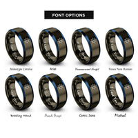 font options for inside engraving on gunmetal & blue solar eclipse rings