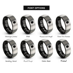 font options for inside engraving on black & grey solar eclipse ring rings