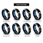 font options for inside engraving on black & blue & grey solar eclipse totality rings