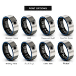font options for inside engraving on black & blue & silver solar eclipse totality rings