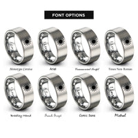 font options for inside engraving on silver solar eclipse totality rings