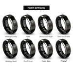 font options for inside engraving on black & gray solar panel rings