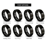 font options for inside engraving on black solar panel rings