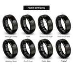 font options for inside engraving on black solar panel rings
