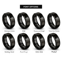 font options for inside engraving on black solar panel rings
