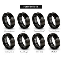 font options for inside engraving on black solar panel rings