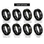 font options for inside engraving on black solar panel rings