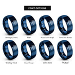 font options for inside engraving on blue solar panel rings