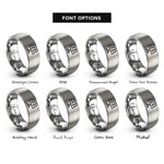 font options for inside engraving on silver solar panel rings
