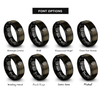 font options for inside engraving on gunmetal & black solar panel rings