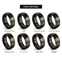font options for inside engraving on gunmetal & black solar panel rings