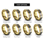font options for inside engraving on gold & silver solar panel sun rings