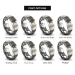 font options for inside engraving on gray solar panel sun rings