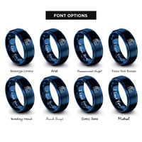 font options for inside engraving on blue solar roof house rings