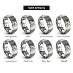 font options for inside engraving on grey solar roof house rings