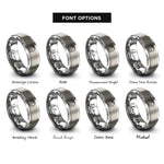 font options for inside engraving on gray solar roof house rings