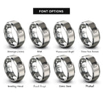 font options for inside engraving on silver solar roof house rings
