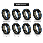 font options for inside engraving on gunmetal & blue solar roof house rings