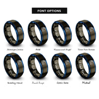 font options for inside engraving on gunmetal & blue solar roof house rings