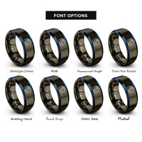 font options for inside engraving on gunmetal & blue solar roof house rings