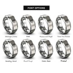 font options for inside engraving on grey solar system diagram rings