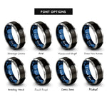 font options for inside engraving on black & blue & silver solar system lineup rings