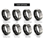 font options for inside engraving on black & grey solar system lineup rings