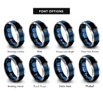 font options for inside engraving on blue & gray solar system lineup rings