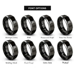 font options for inside engraving on black & silver solder wire coil rings