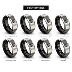 font options for inside engraving on black & silver soldering station rings