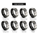 font options for inside engraving on black & grey soldier kneeling rings