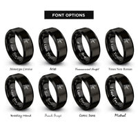 font options for inside engraving on black soldier kneeling rings