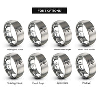 font options for inside engraving on grey soldier kneeling rings