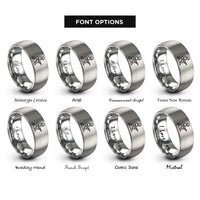 font options for inside engraving on gray soldier kneeling rings
