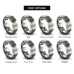 font options for inside engraving on silver soldier kneeling rings