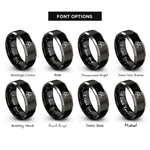 font options for inside engraving on black & gray soldier salute rings