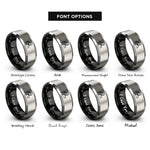 font options for inside engraving on black & silver soldier salute rings