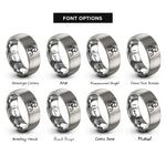 font options for inside engraving on gray soldier salute rings