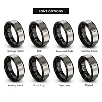 font options for inside engraving on black & silver soldier tags rings