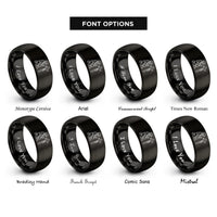 font options for inside engraving on black soldier tags rings