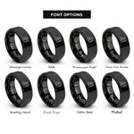 font options for inside engraving on black soldier tags rings