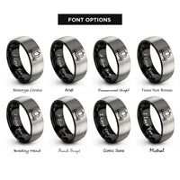 font options for inside engraving on black & grey solid axle pumpkin rings
