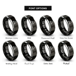 font options for inside engraving on black & silver solid axle pumpkin rings