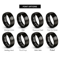 font options for inside engraving on black solid paw heart rings