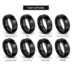 font options for inside engraving on black solid paw heart rings