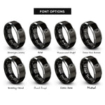 font options for inside engraving on black & grey solid state drive rings