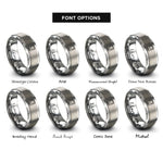 font options for inside engraving on grey solid state drive rings